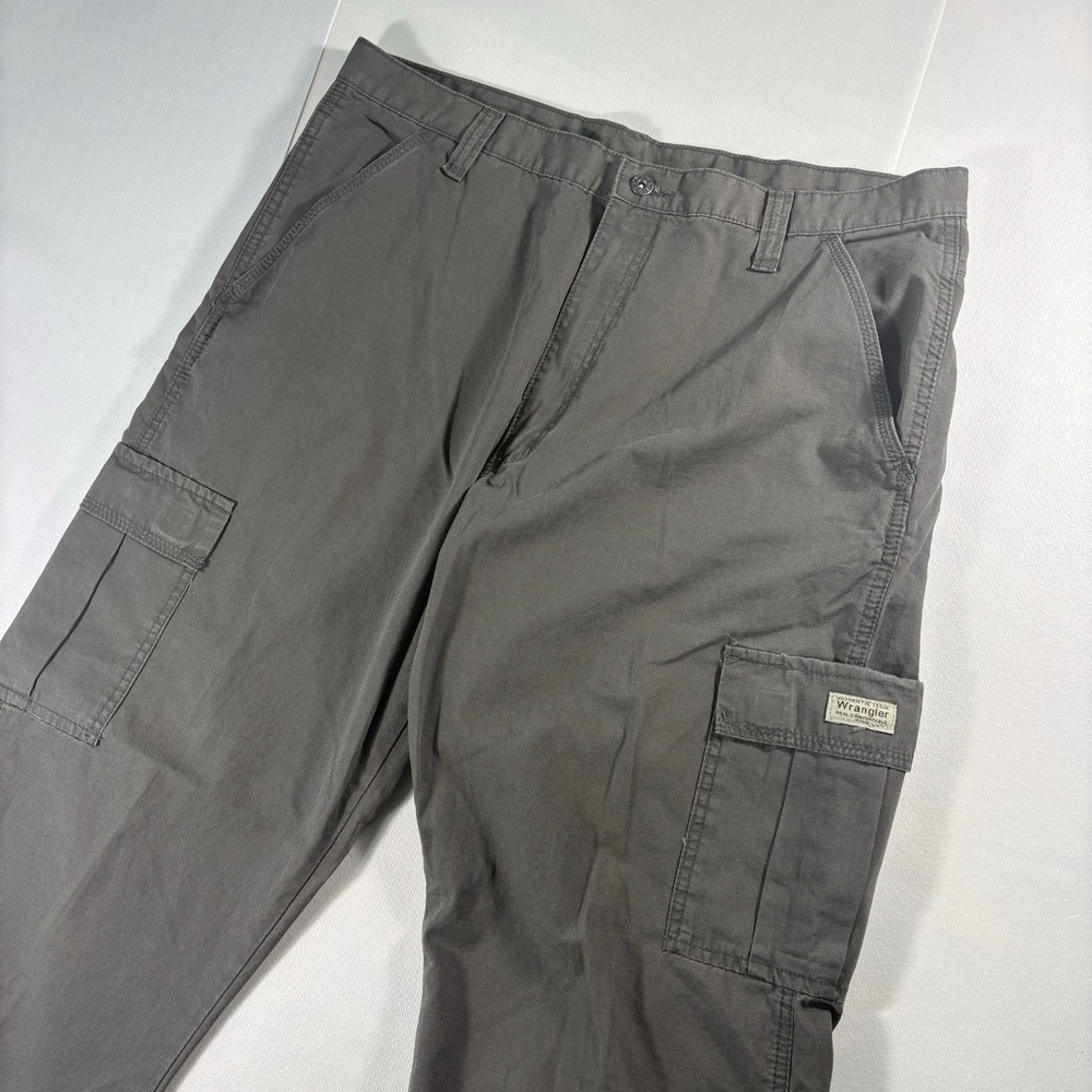 Wrangler Cargo Pants Mens 38x32 Gray Ripstop Workwear Utility Outdoor Hiking